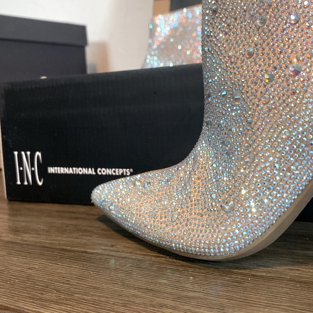 NIB [INC International Concepts] Reisa 6 Pointed Sparkle Ankle Boots Women’s 5.0 - Picture 7 of 15